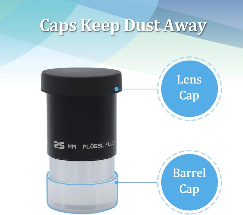 WEOOEN 1.25inch Plossl Telescope Eyepiece 25mm, Fully Coated Optical Telescope Lens, Durable Metal Construction, Threaded for Standard 1.25 inch Astronomy Filters - Image 5